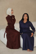 brown-modest-ruched-dress-quwa.jpg